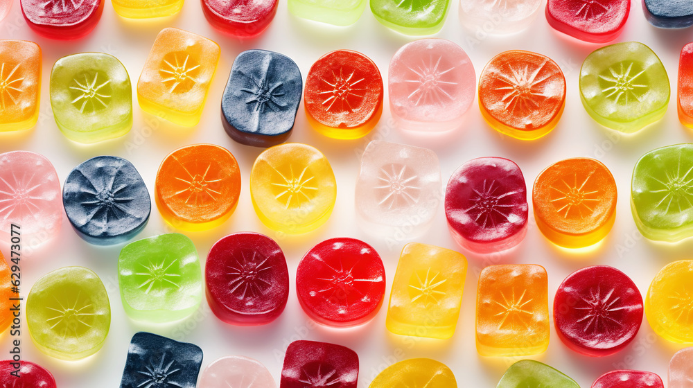 Fruit jelly candies background. Colorful sweet backdrop. Generative AI