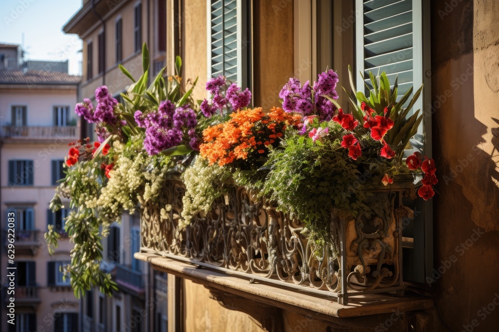 Beautiful pots with flowers.