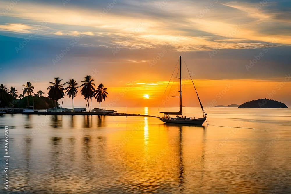 sunset on the beach in island of Indonesia