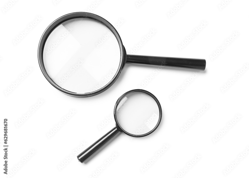 Magnifiers isolated on white background