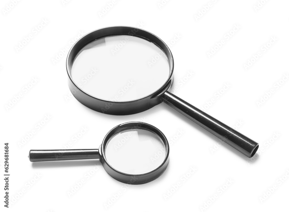 Magnifiers isolated on white background