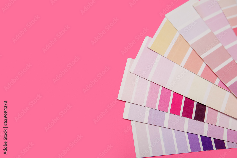 Many color palettes on pink background