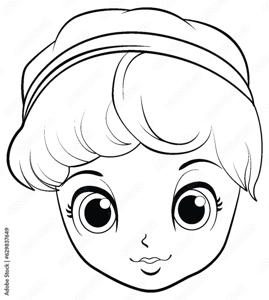 Princes head cartoon isolated doodle for colouring