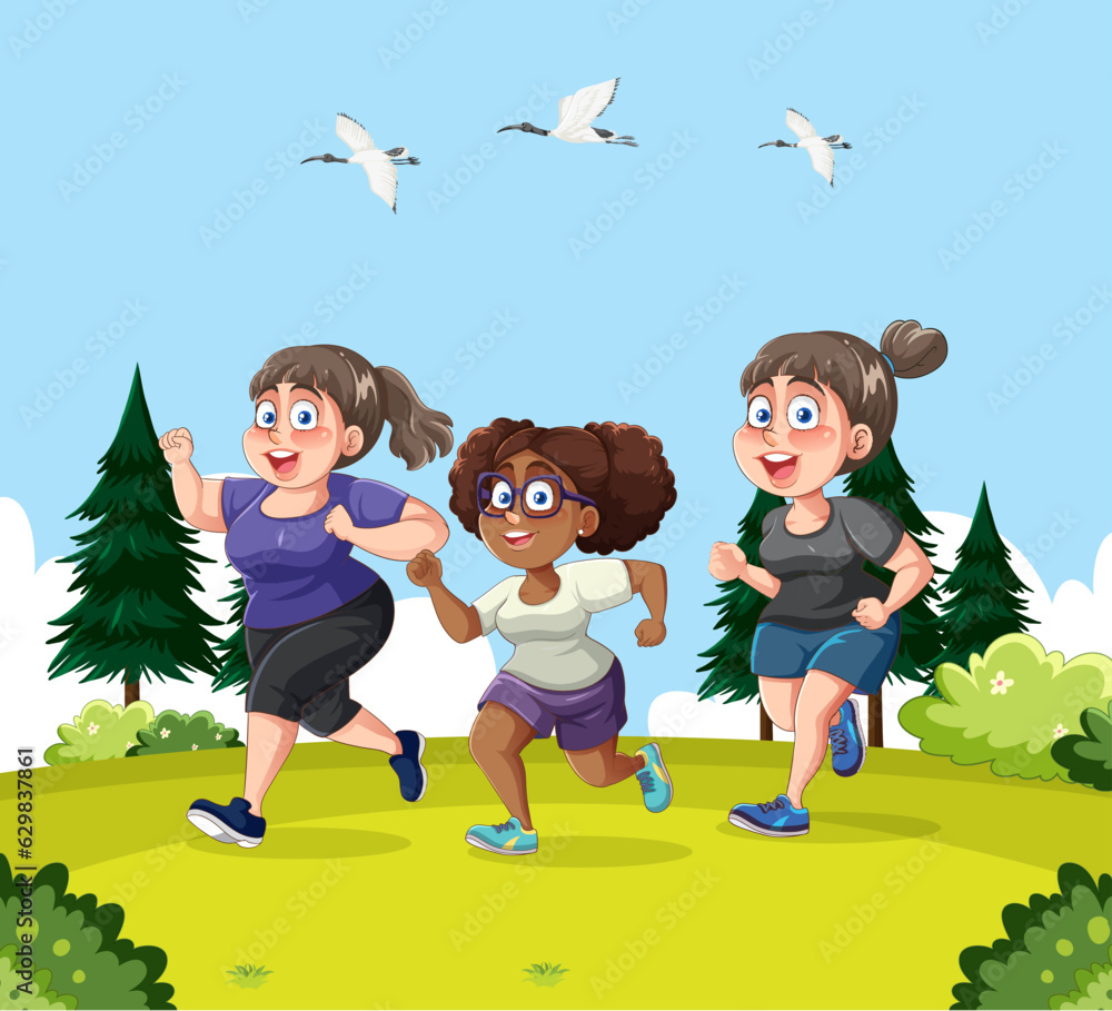 Group of Multicultural Women Jogging