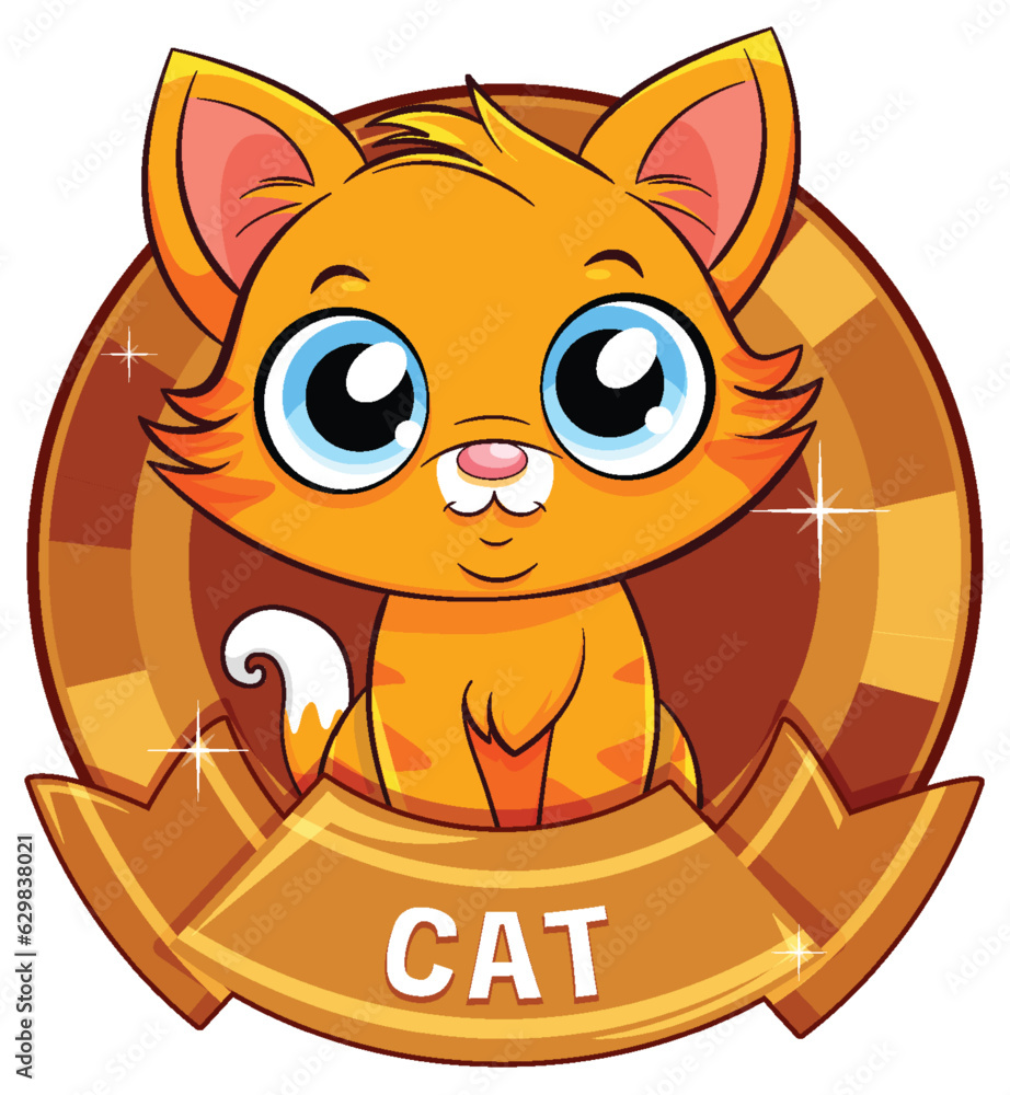 Cute Orange Cat in Cartoon Style