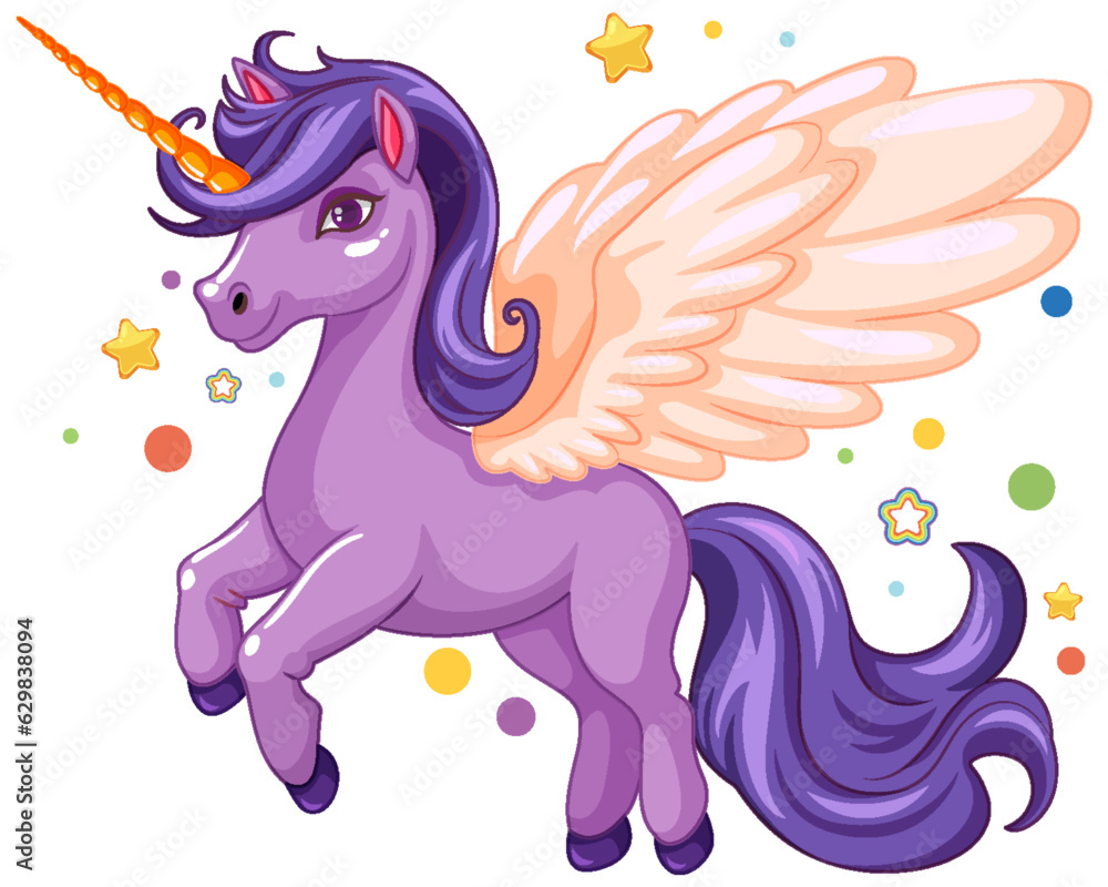 Cute Purple Unicorn with Stars