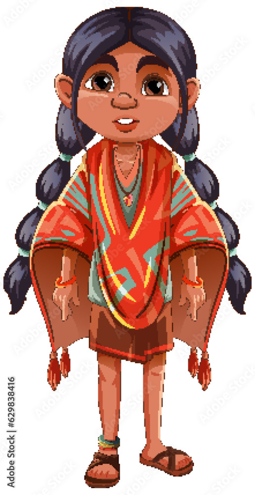 Girl wearing native American outfit