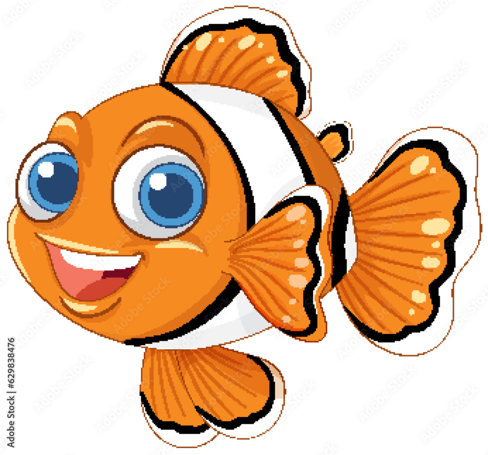 Cartoon Clownfish smiling isolated