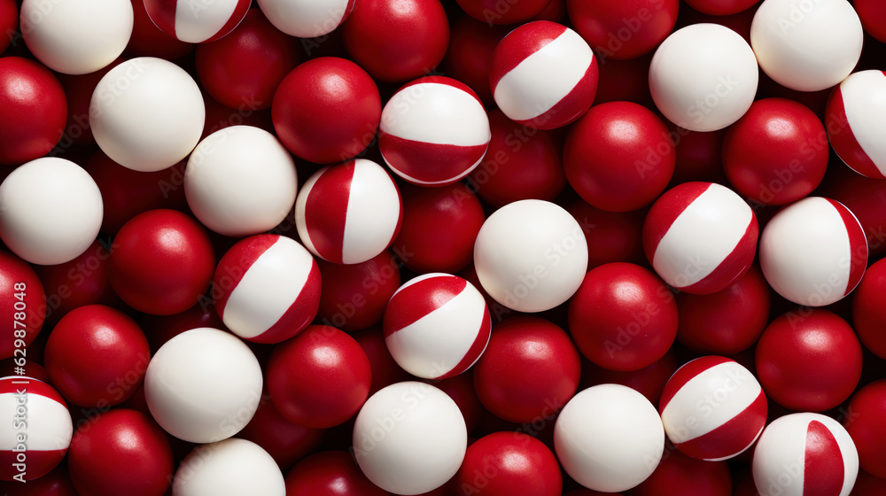 Red and white bonbons candies background. Generative AI