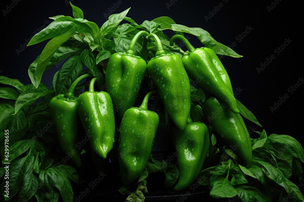 Green pepper growing in the garden.