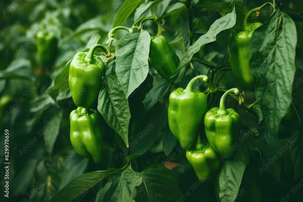 Green pepper growing in the garden.