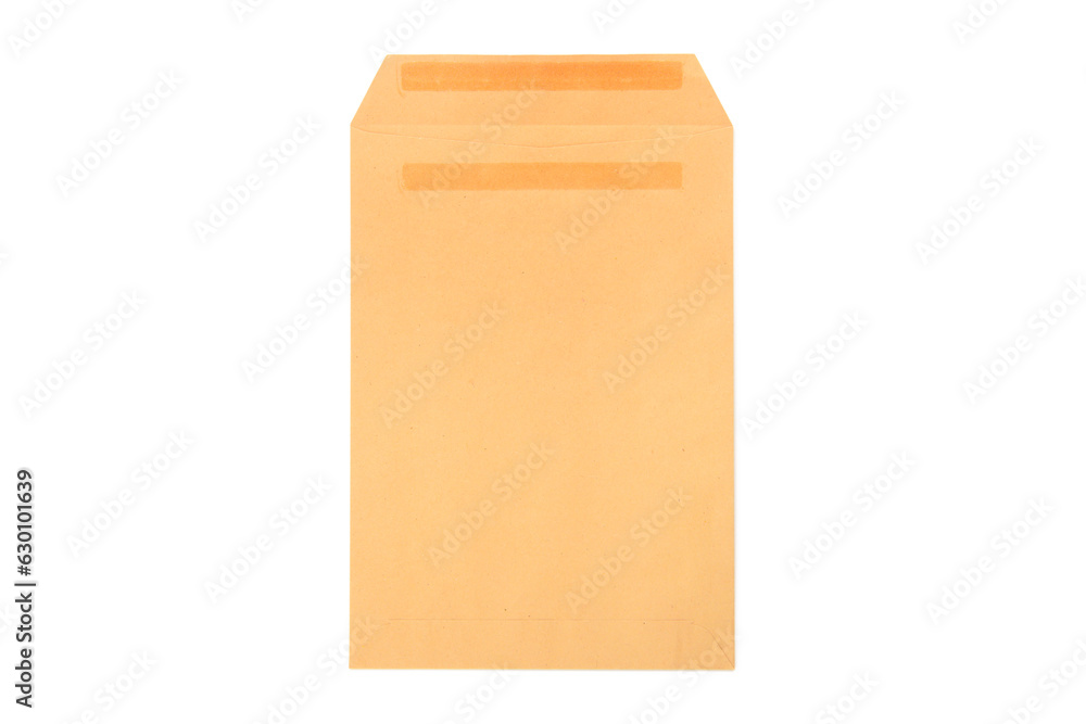 Craft paper envelope on white background