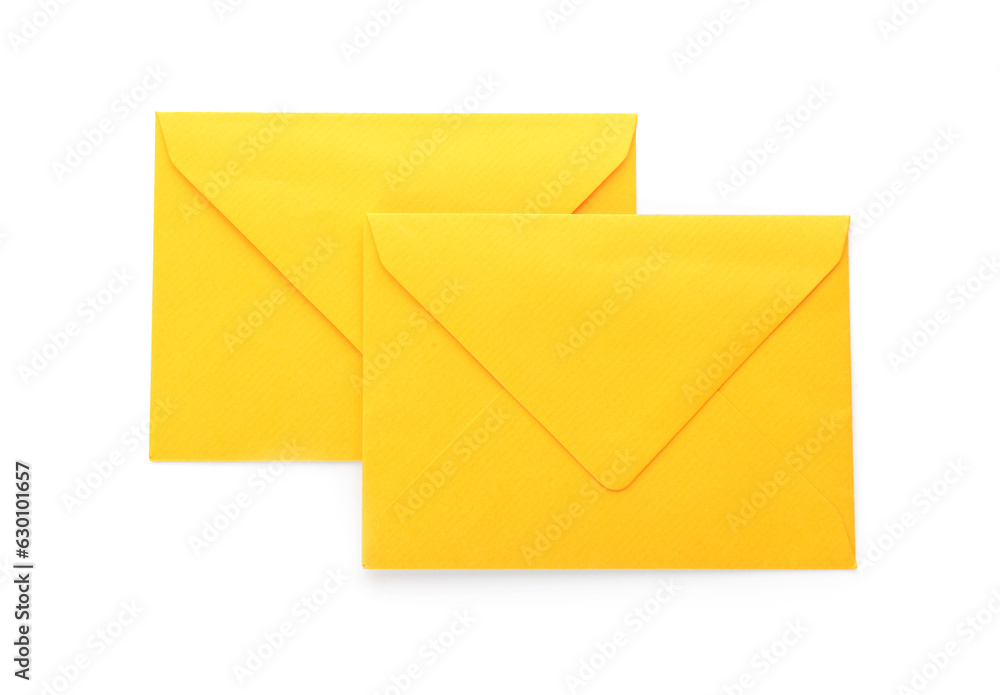 Yellow envelopes isolated on white background