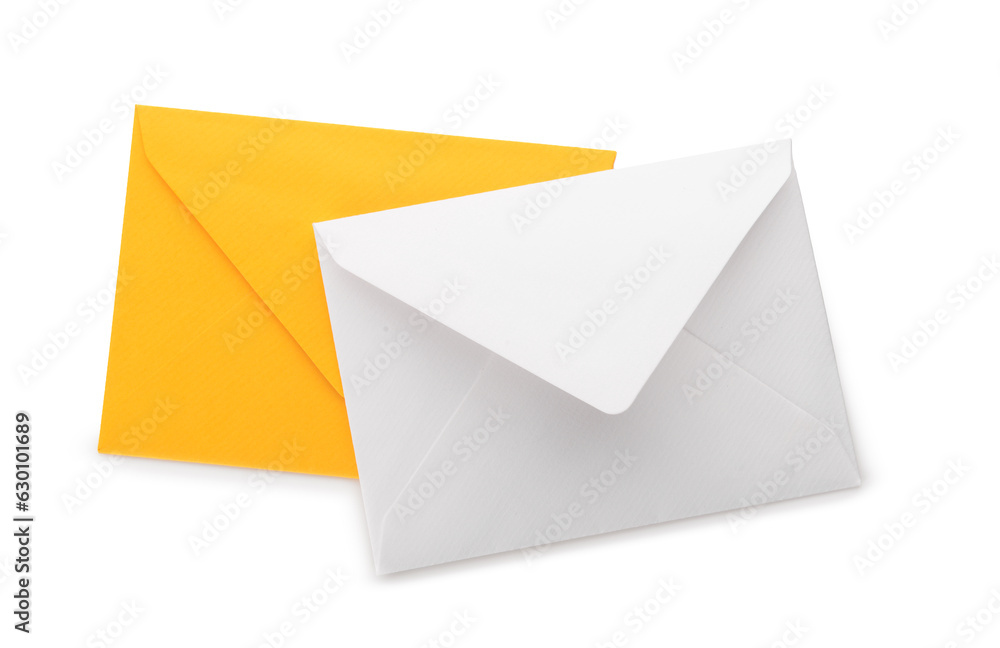 Two paper envelopes isolated on white background