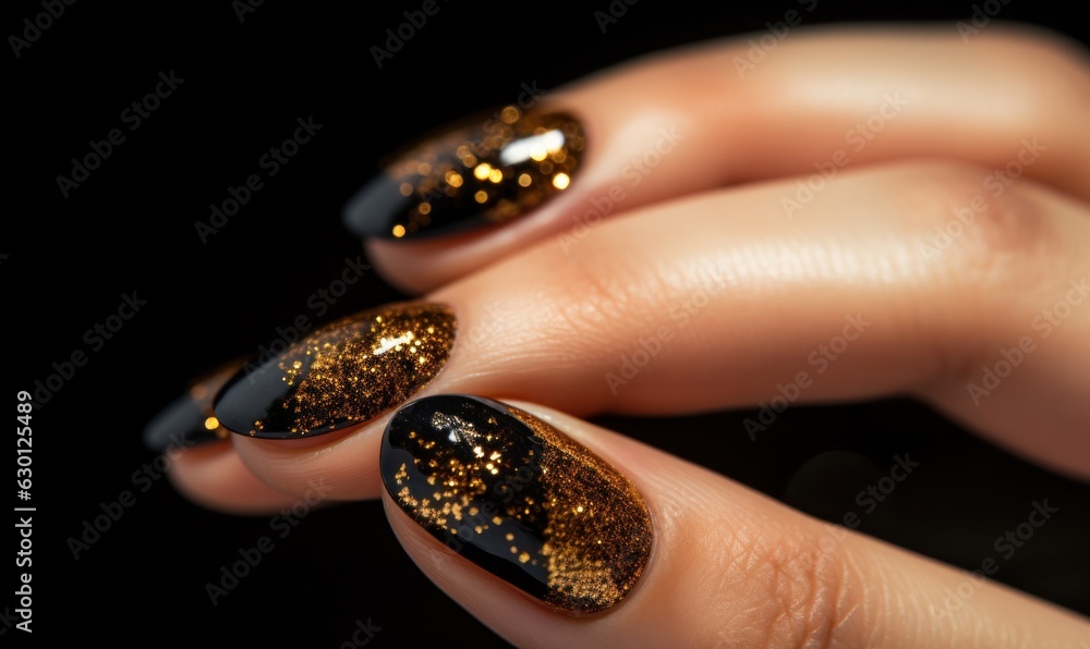 Glitter nail manicure