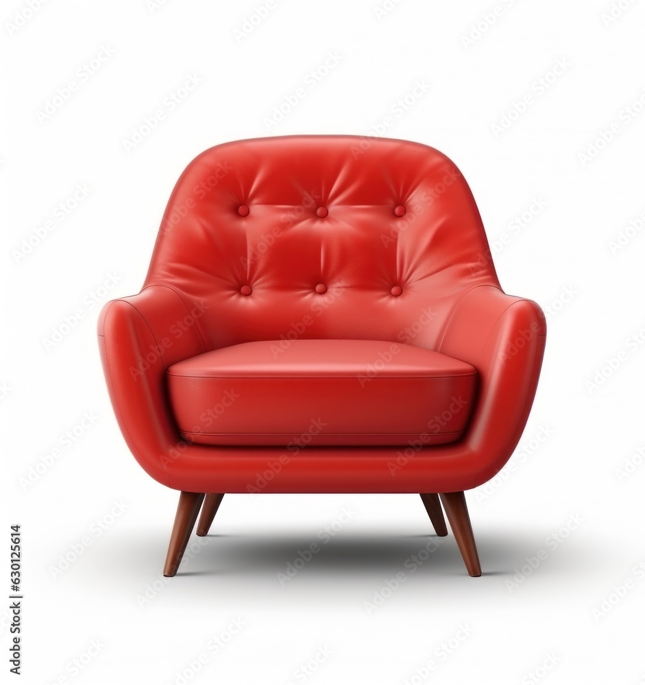 Modern red chair isolated