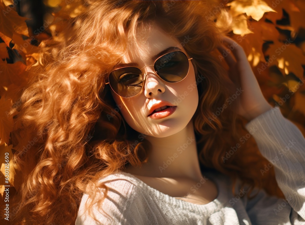 Beautiful girl with autumn leaves