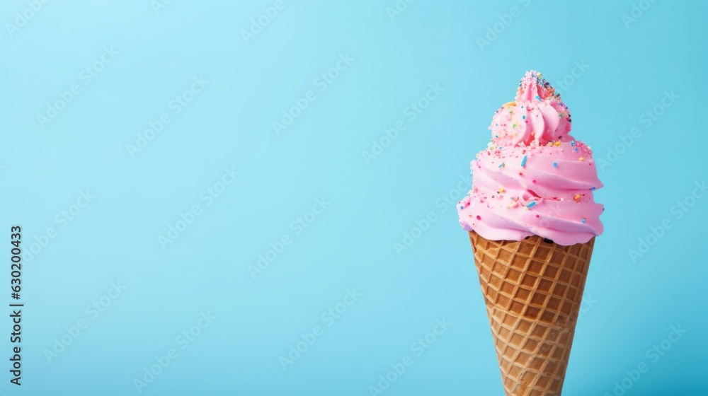 Ice cream on blue background