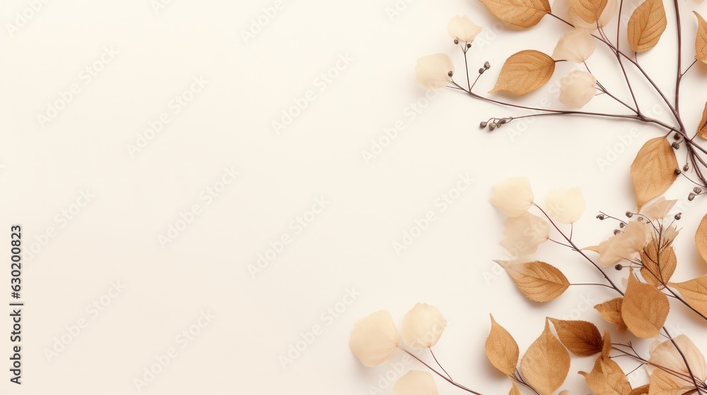 Autumn minimalist beige background