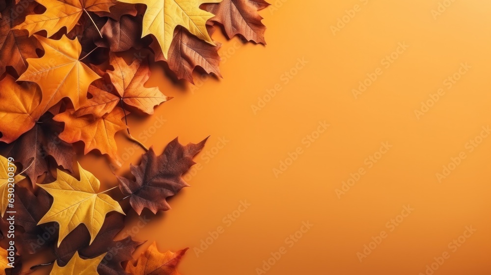 Autumn leaves background with copy space