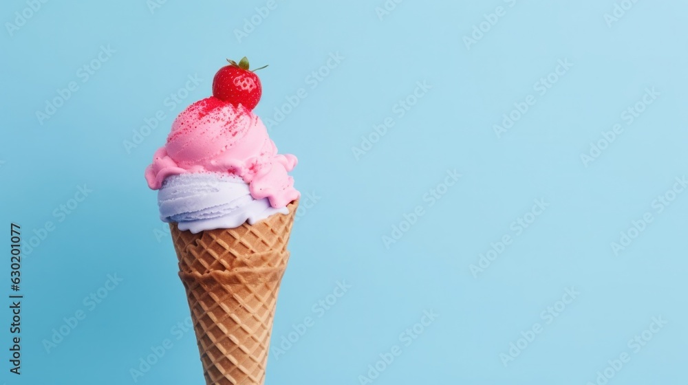 Ice cream on blue background