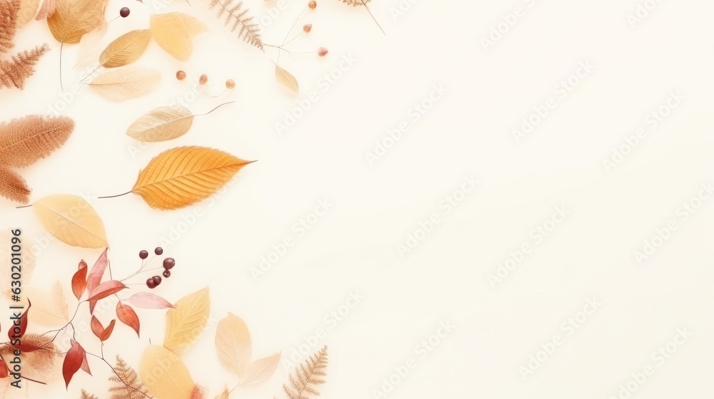 Autumn minimalist beige background