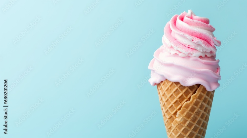 Ice cream on blue background