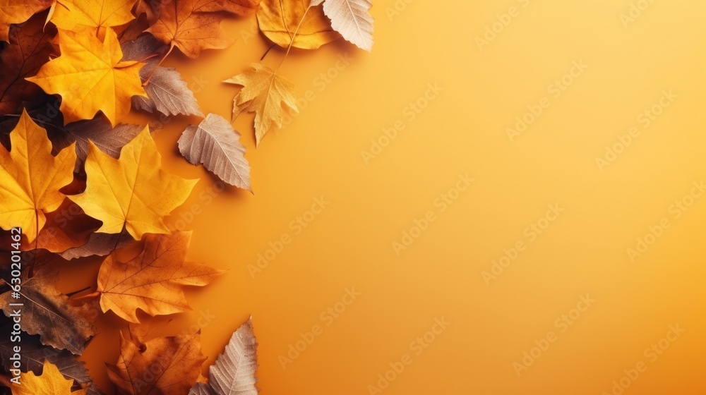 Autumn leaves background with copy space