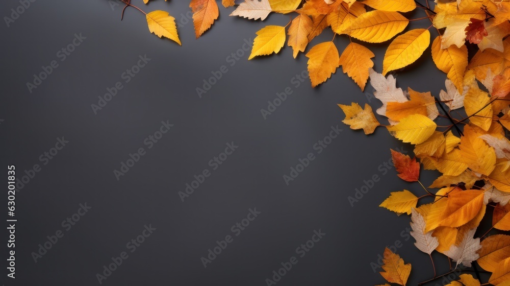 Autumn leaves background with copy space