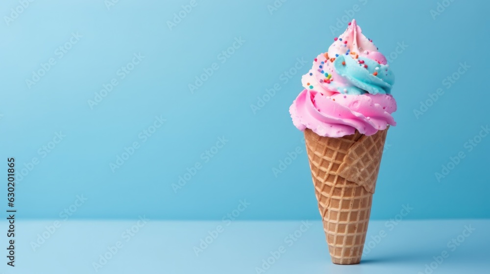 Ice cream on blue background