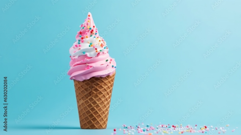 Ice cream on blue background