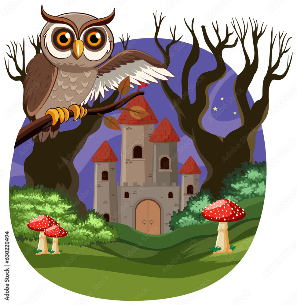 Owl and Castle at Night