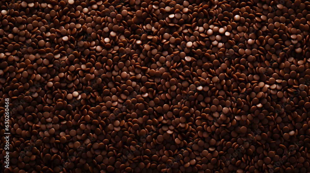 Chocolate sprinkles background. Sweet cocoa flakes. Generative AI