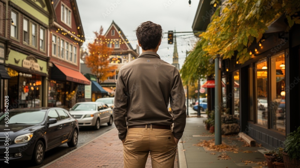 A man is walking down the street