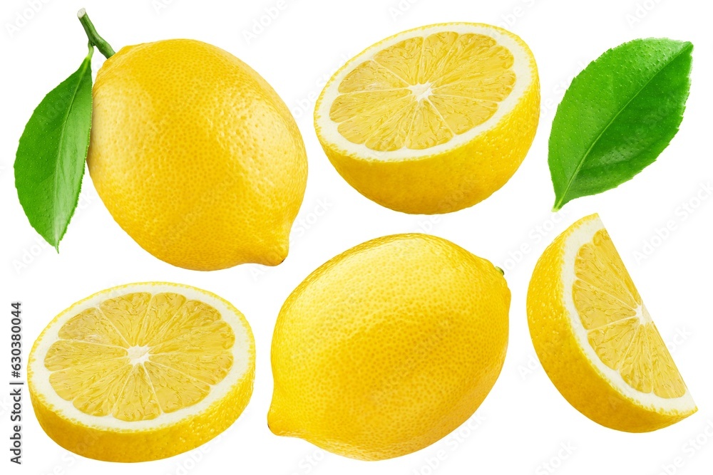 Lemon isolated on white background, collection