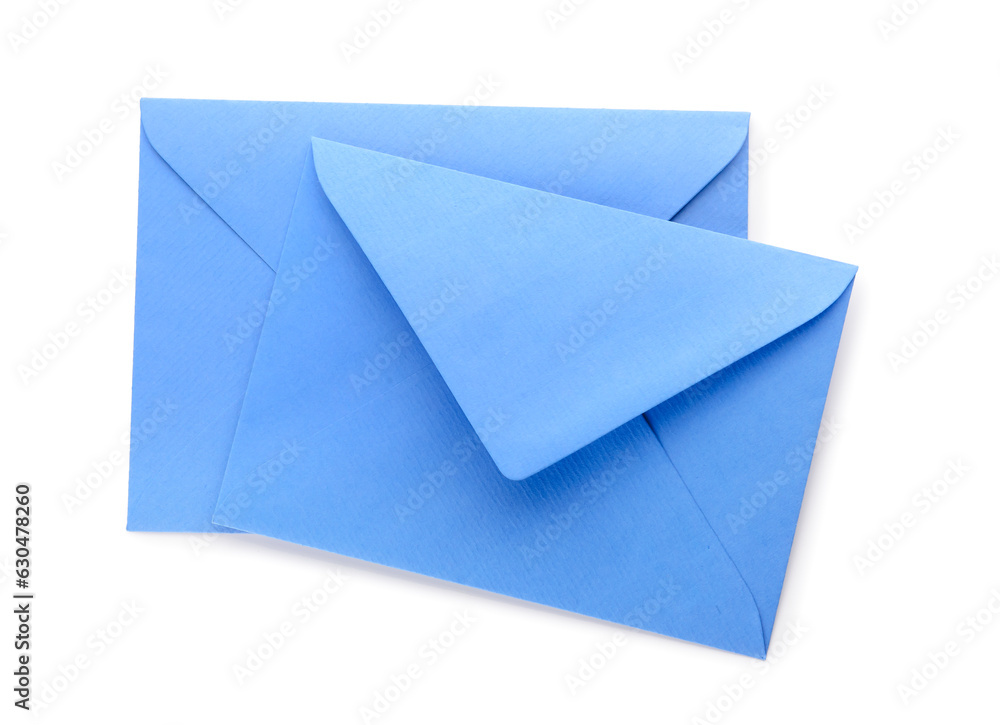 Colorful paper envelopes on white background