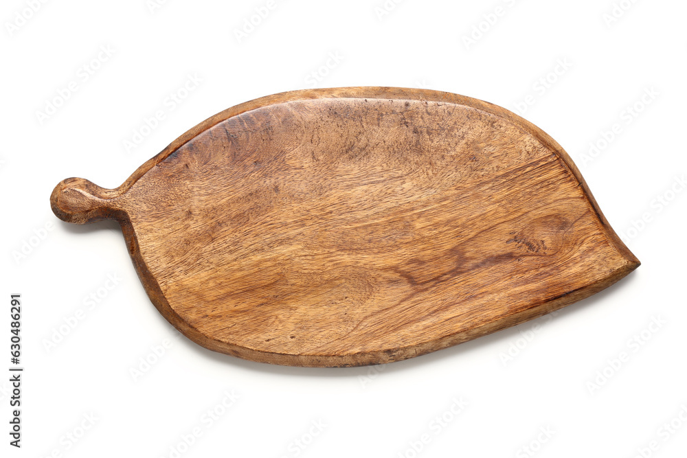 Wooden board on white background