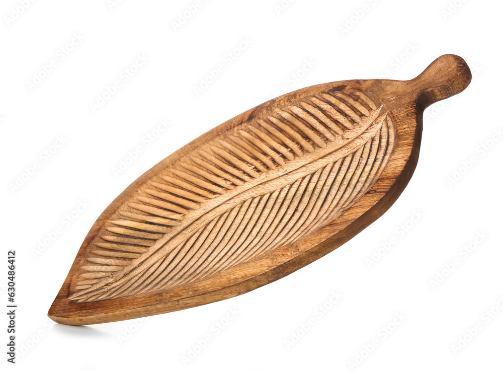 Wooden board on white background