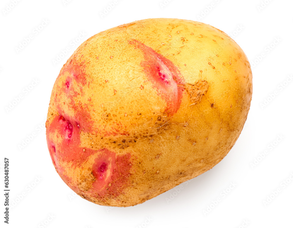 Fresh raw potato on white background