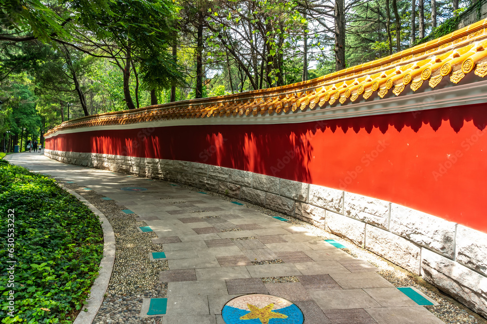 .Outdoor Temple Wall Street View..