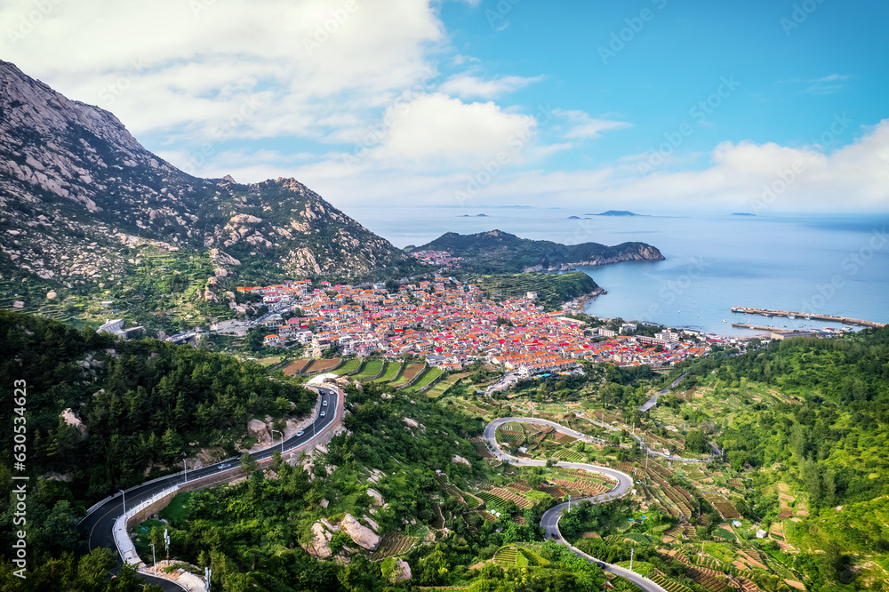 Aerospace Qingdao Coastline rural pastoral scenery