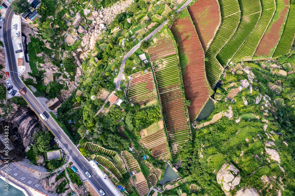 Aerospace Qingdao Coastline rural pastoral scenery