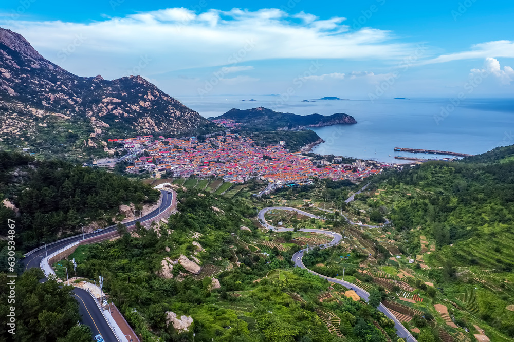 Aerospace Qingdao Coastline rural pastoral scenery