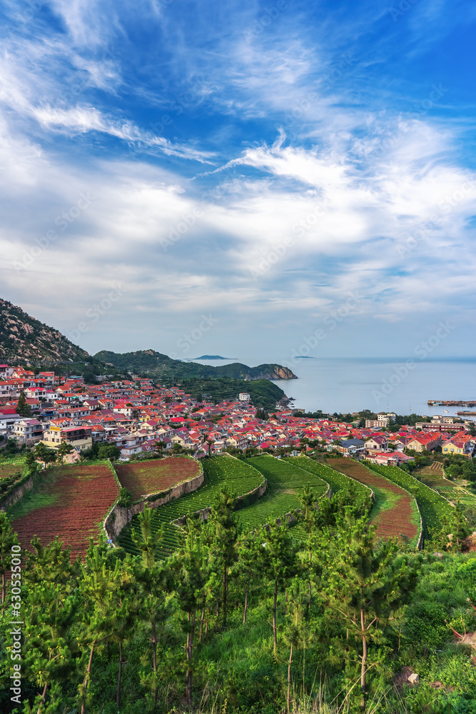 Aerospace Qingdao Coastline rural pastoral scenery