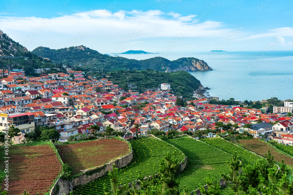 Aerospace Qingdao Coastline rural pastoral scenery