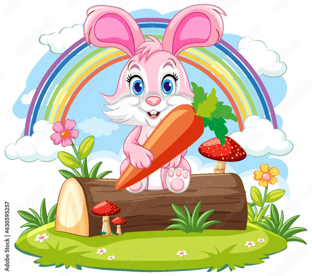 Adorable Rabbit Holding Carrot