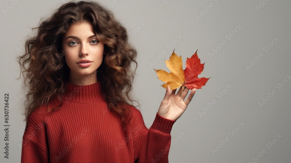 Beautiful girl with autumn leaves