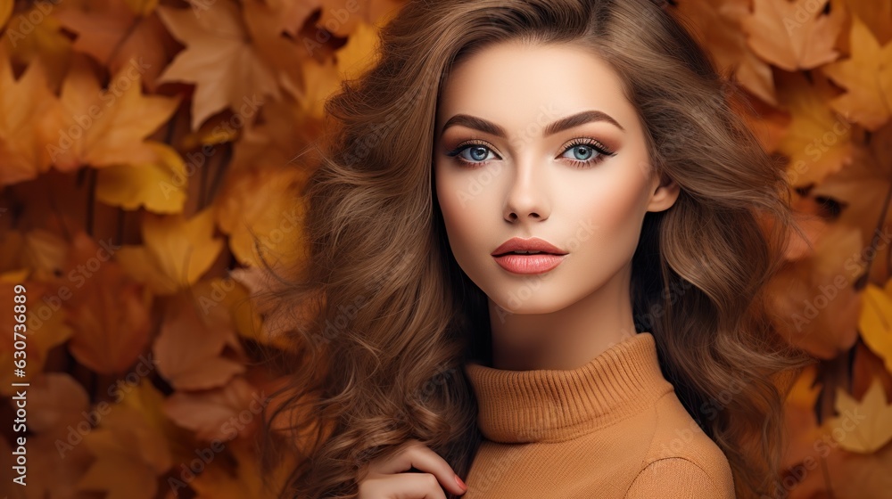 Beautiful girl with autumn leaves