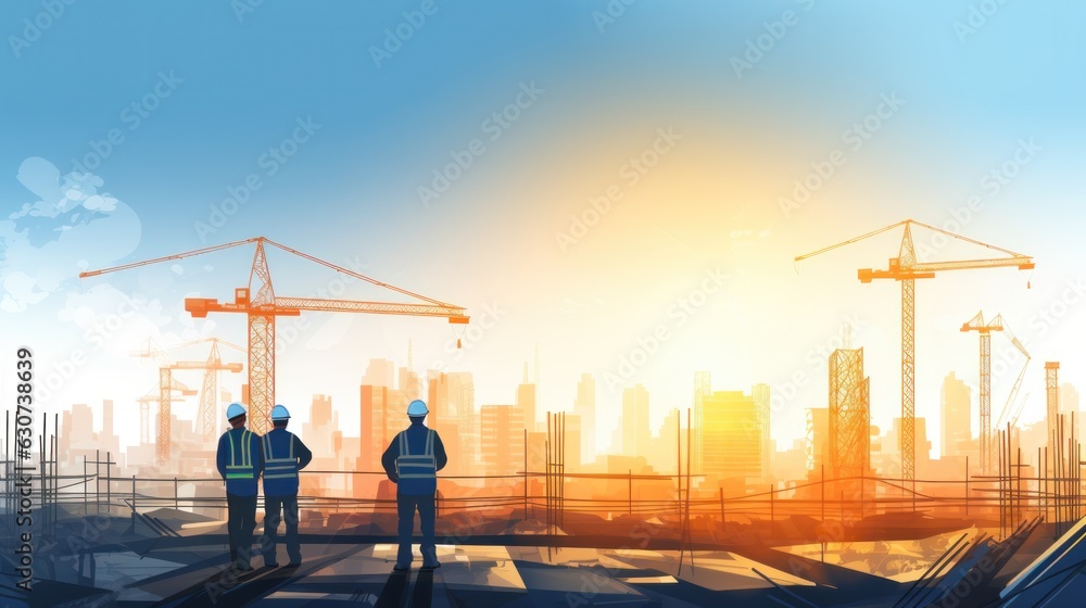 Engineers Constructing Industrial Background