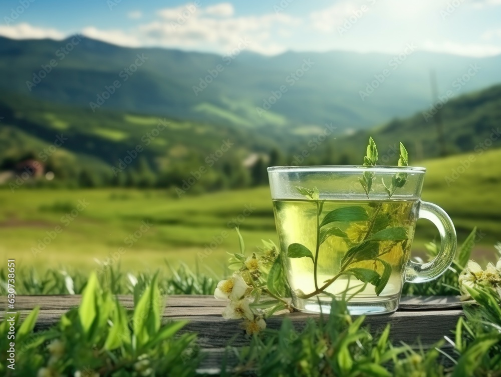 Green tea natural background